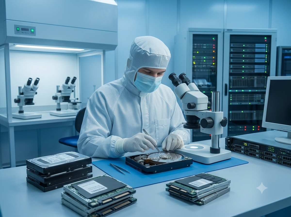 Laboratorio de recuperación de datos con sala limpia certificada en Lima, Perú